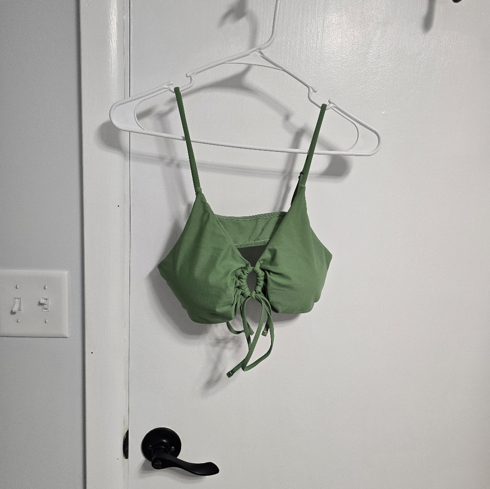 Green Ruched Bikini Top